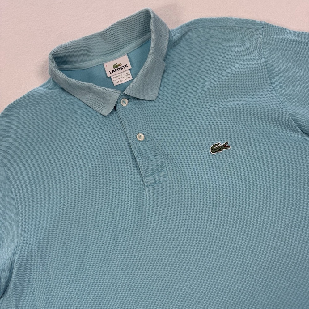 Lacoste Men's Size 6 EU XL Teal Blue Short Sleeve 100% Cotton Golf Polo Shirt